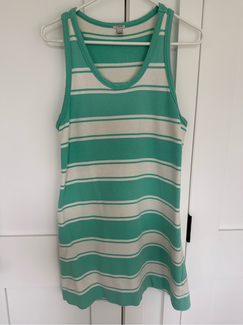 J. Crew Mint Green and Cream Striped Racerback Tank Dress